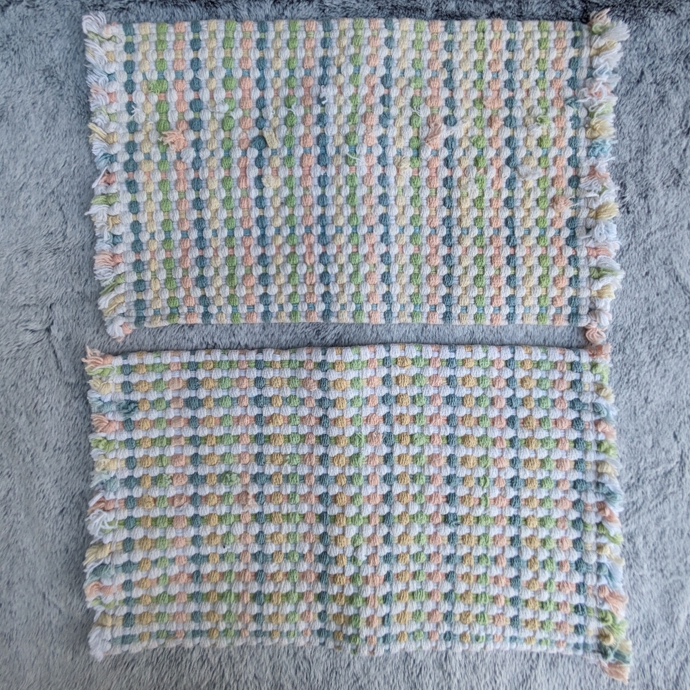 Vintage Woven Checked Placemats Set of 2‎ Pastel Multicolor